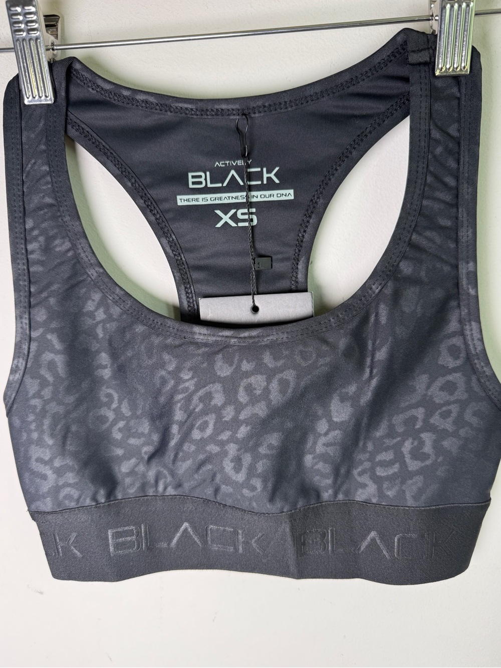 Actively Black Black Leopard Sports Bra NWT Sz XS